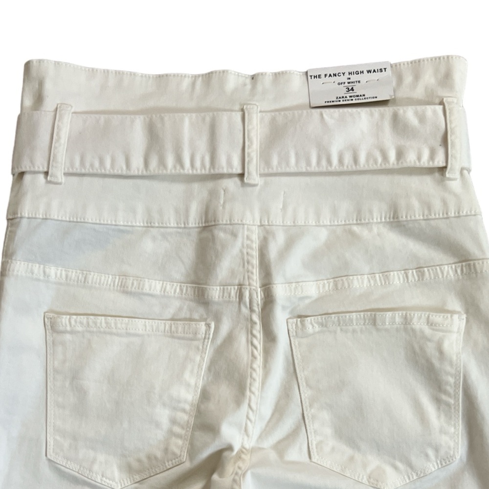 Zara Off White The Fancy Slim Fit High Waist Casual Pants Size: 2 NEW - Picture 7 of 13
